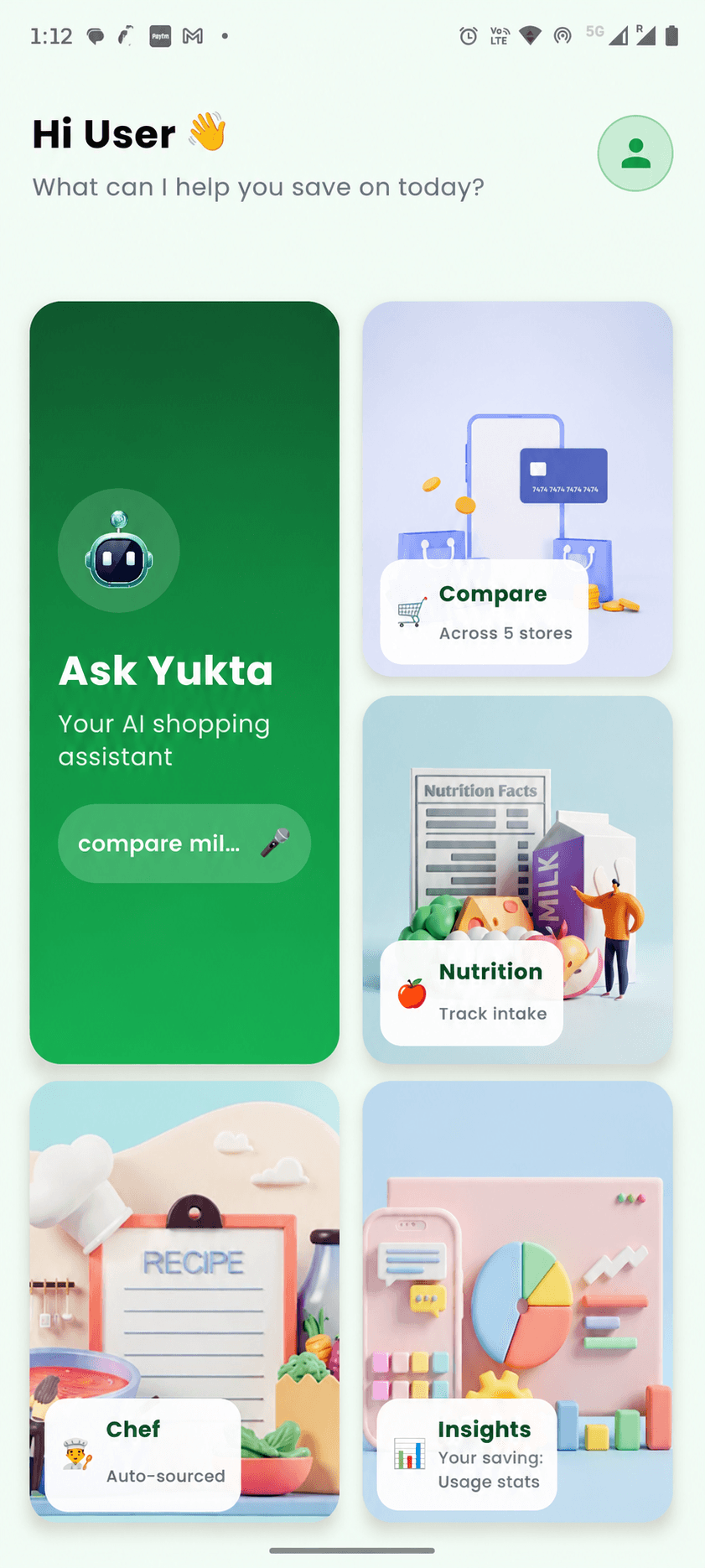YUKTA AI dashboard and navigation